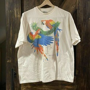 Vintage Parrot Mens T Shirt Size XL Beach Single Stitch Tee USA St Marten